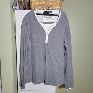 ❤️ 3 for $35 Scotch & Soda  long sleeve striped crew neck henley shirt XL